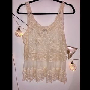 Express mesh/lace tank top